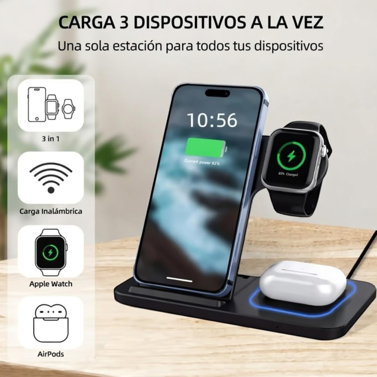 Base de carga rápida 3 en 1